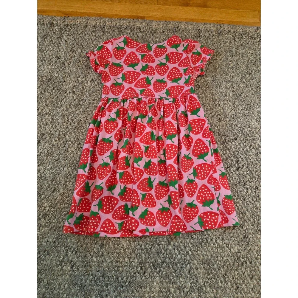 Mini Boden Girls Pink Strawberry Fruit Short Sleeve Cotton Jersey Girls 8-9